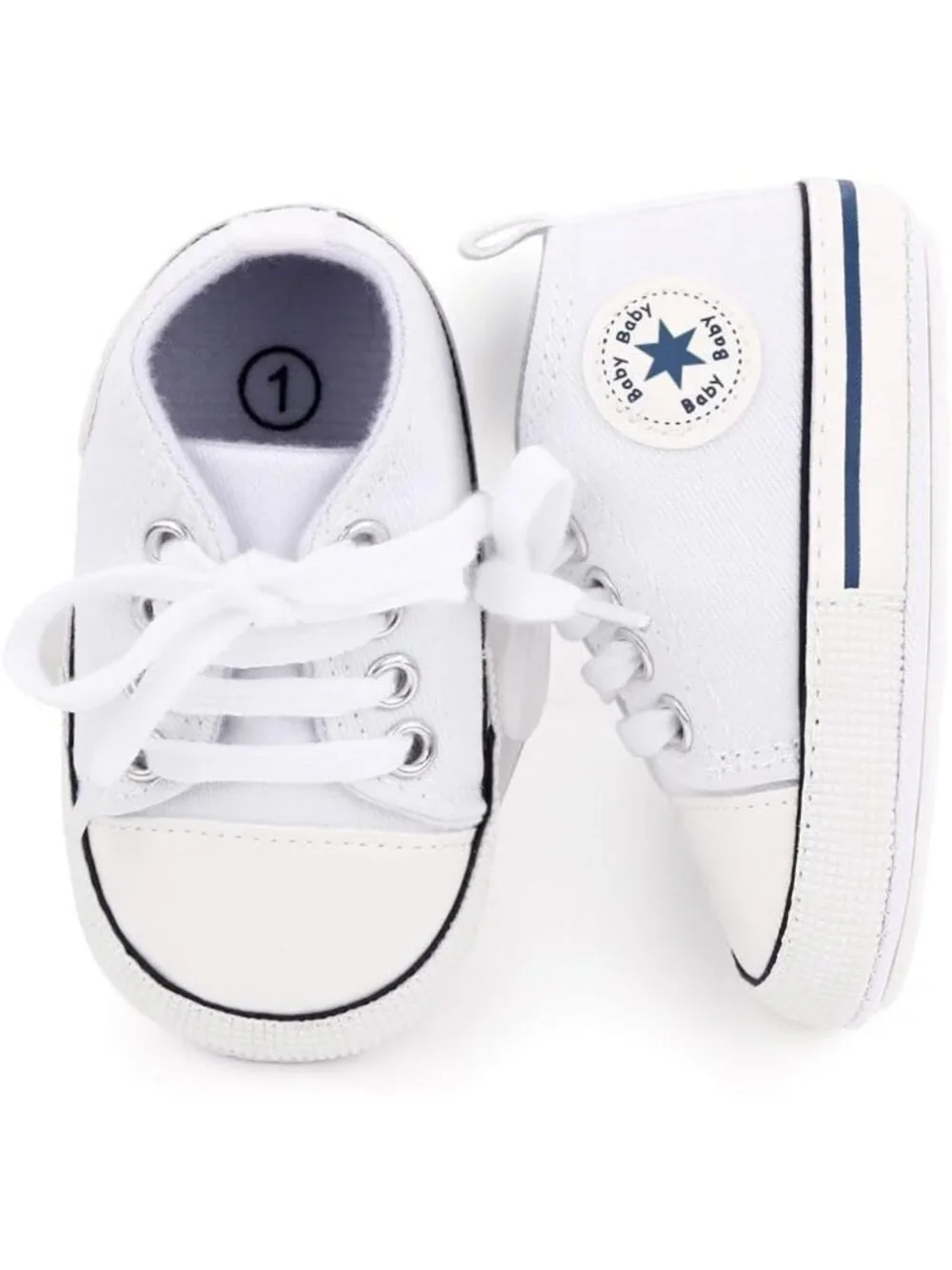 Unisex Baby High-Top Canvas Sneakers, Soft Sole Anti-Slip First Walking Shoes